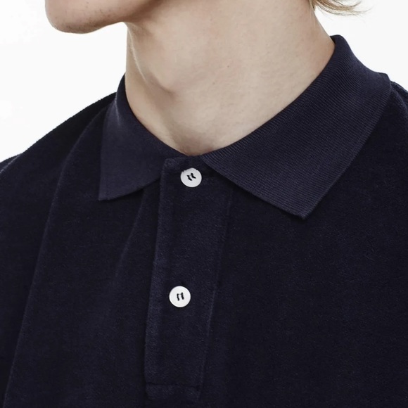 Saturdays New York City NYC Terry Cloth Navy Blue Polo Mens Medium - Picture 4 of 8